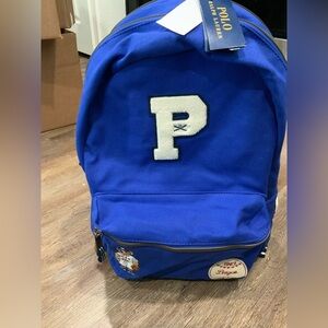 New Polo Ralph Lauren Men's Polo Bear Baseball Canvas Blue Backpack